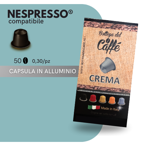 Capsule in ALLUMINIO Compatibili NESPRESSO®️ - Bottega del Caffè - CREMA