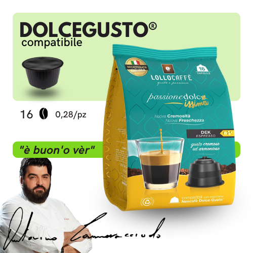 Capsule Compatibili DOLCEGUSTO®️ - Lollo Caffè Passionedolcissima - Miscela DECAFFEINATA