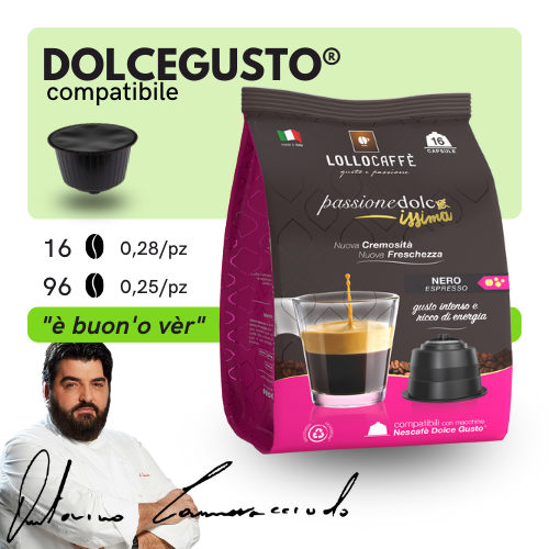 Capsule Compatibili DOLCEGUSTO®️ - Lollo Caffè Passionedolcissima - Miscela NERA