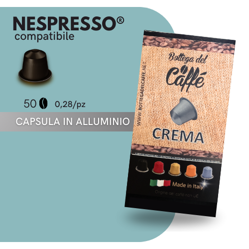 Capsule in ALLUMINIO Compatibili NESPRESSO®️ - Bottega del Caffè - CREMA