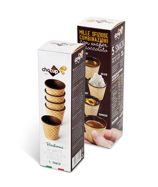 CHOCUP®️ Mini -  Wafer al Cioccolato fondente belga puro al 60%. - 5 pz